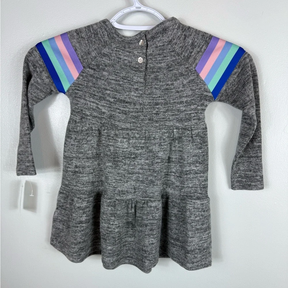 Andy & Evan Toddler Girls Tiered Dress Grey Stripes Size 2T Long Sleeve NWT Soft